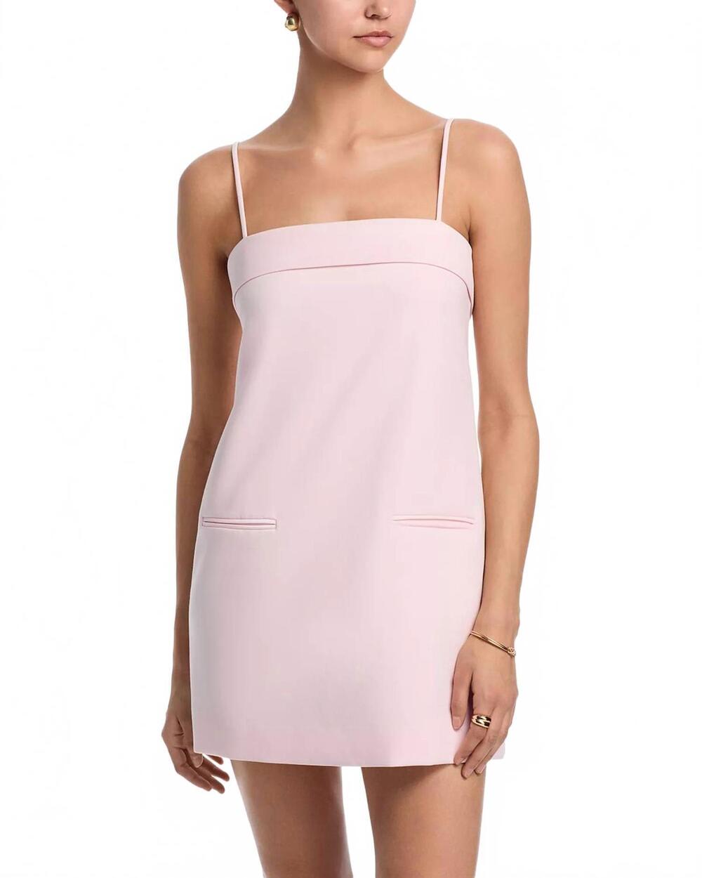NEW FRENCH CONNECTION azra twill foldover two pocket strappy dress in pink icing